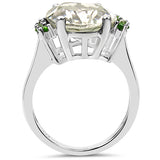 8.70 Carat Genuine Green Amethyst & Chrome Diopside .925 Sterling Silver Ring