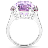 8.50 Carat Genuine Pink Amethyst and Rhodolite .925 Sterling Silver Ring