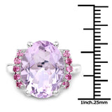8.50 Carat Genuine Pink Amethyst and Rhodolite .925 Sterling Silver Ring