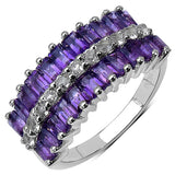 2.31 Carat Genuine Amethyst .925 Sterling Silver Ring