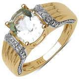 14K Yellow Gold Plated 1.88 Carat Genuine Amethyst .925 Sterling Silver Ring
