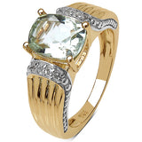 14K Yellow Gold Plated 1.88 Carat Genuine Amethyst .925 Sterling Silver Ring