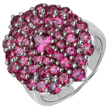 4.37 Carat Genuine Rhodolite .925 Sterling Silver Ring