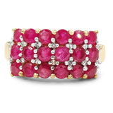 14K Yellow Gold Plated 2.30 Carat Genuine Ruby & White Topaz .925 Sterling Silver Ring