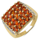 14K Yellow Gold Plated 2.43 Carat Genuine Citrine & White Topaz .925 Sterling Silver Ring