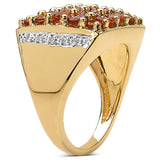 14K Yellow Gold Plated 2.43 Carat Genuine Citrine & White Topaz .925 Sterling Silver Ring