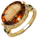 14K Yellow Gold Plated 5.70 Carat Genuine Citrine .925 Sterling Silver Ring