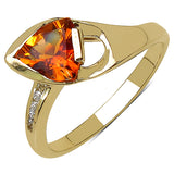 14K Yellow Gold Plated 1.09 Carat Genuine Citrine & White Topaz .925 Sterling Silver Ring