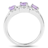 0.75 Carat Genuine Pink Amethyst .925 Sterling Silver Ring