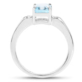 1.64 Carat Genuine Blue Topaz and White Topaz .925 Sterling Silver Ring