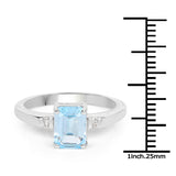 1.64 Carat Genuine Blue Topaz and White Topaz .925 Sterling Silver Ring