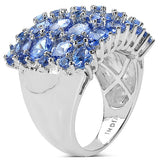 2.46 Carat Genuine Tanzanite & White Diamond .925 Sterling Silver Ring