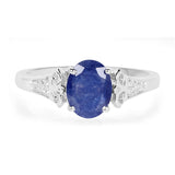2.39 Carat Glass Filled Sapphire and White Topaz .925 Sterling Silver Ring