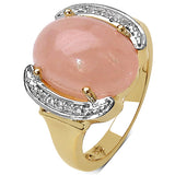 14K Yellow Gold Plated 7.70 Carat Genuine Morganite & White Topaz .925 Sterling Silver Ring
