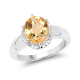 2.72 Carat Genuine Citrine and White Topaz .925 Sterling Silver Ring