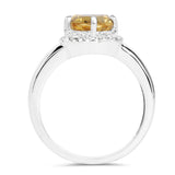 2.72 Carat Genuine Citrine and White Topaz .925 Sterling Silver Ring