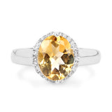 2.72 Carat Genuine Citrine and White Topaz .925 Sterling Silver Ring