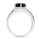 2.52 Carat Genuine Smoky Quartz and White Topaz .925 Sterling Silver Ring