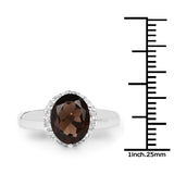 2.52 Carat Genuine Smoky Quartz and White Topaz .925 Sterling Silver Ring