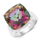 9.97 Carat Genuine Rainbow Quartz .925 Sterling Silver Ring