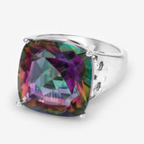 9.97 Carat Genuine Rainbow Quartz .925 Sterling Silver Ring