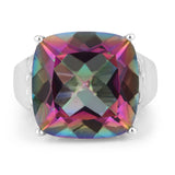 9.97 Carat Genuine Rainbow Quartz .925 Sterling Silver Ring