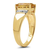 14K Yellow Gold Plated 2.65 Carat Genuine Citrine & White Topaz .925 Sterling Silver Ring