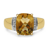 14K Yellow Gold Plated 2.65 Carat Genuine Citrine & White Topaz .925 Sterling Silver Ring