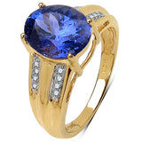 2.68 Carat Tanzanite & White Diamond 14K Yellow Gold Ring