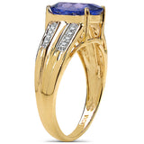 2.68 Carat Tanzanite & White Diamond 14K Yellow Gold Ring