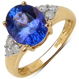 2.78 Carat Tanzanite & White Diamond 14K Yellow Gold Ring