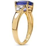 2.78 Carat Tanzanite & White Diamond 14K Yellow Gold Ring