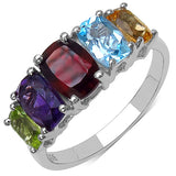 2.70 Carat Genuine Multi Stone .925 Sterling Silver Ring