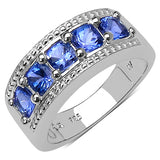 1.40 Carat Genuine Tanzanite .925 Sterling Silver Ring