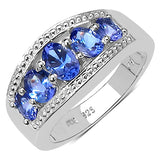 1.42 ct. Genuine Tanzanite .925 Sterling Silver Ring