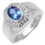 1.64 Carat Genuine Tanzanite .925 Sterling Silver Ring
