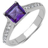 1.24 Carat Genuine Amethyst .925 Sterling Silver Ring