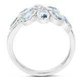 2.81 Carat Genuine Blue Topaz and White Diamond .925 Sterling Silver Ring