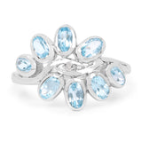 2.81 Carat Genuine Blue Topaz and White Diamond .925 Sterling Silver Ring
