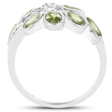 1.86 Carat Genuine Peridot and White Topaz .925 Sterling Silver Ring