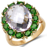11.02 Carat Genuine Pink Amethyst & Rhodolite .925 Sterling Silver Ring