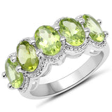 4.15 Carat Genuine Peridot .925 Sterling Silver Ring