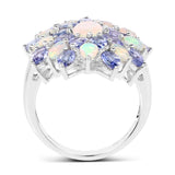 4.17 Carat Genuine Ethiopian Opal And Tanzanite .925 Sterling Silver Ring