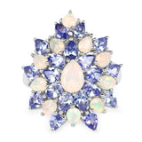 4.17 Carat Genuine Ethiopian Opal And Tanzanite .925 Sterling Silver Ring