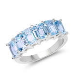 4.08 ct Genuine Blue Topaz .925 Sterling Silver Ring for women