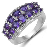 2.48 Carat Genuine Amethyst & White Topaz .925 Sterling Silver Ring