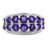 2.48 Carat Genuine Amethyst & White Topaz .925 Sterling Silver Ring