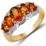 14K Yellow Gold Plated 2.20 Carat Genuine Citrine .925 Sterling Silver Ring