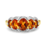 14K Yellow Gold Plated 2.20 Carat Genuine Citrine .925 Sterling Silver Ring