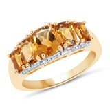 14K Yellow Gold Plated 2.50 Carat Genuine Citrine .925 Sterling Silver Ring